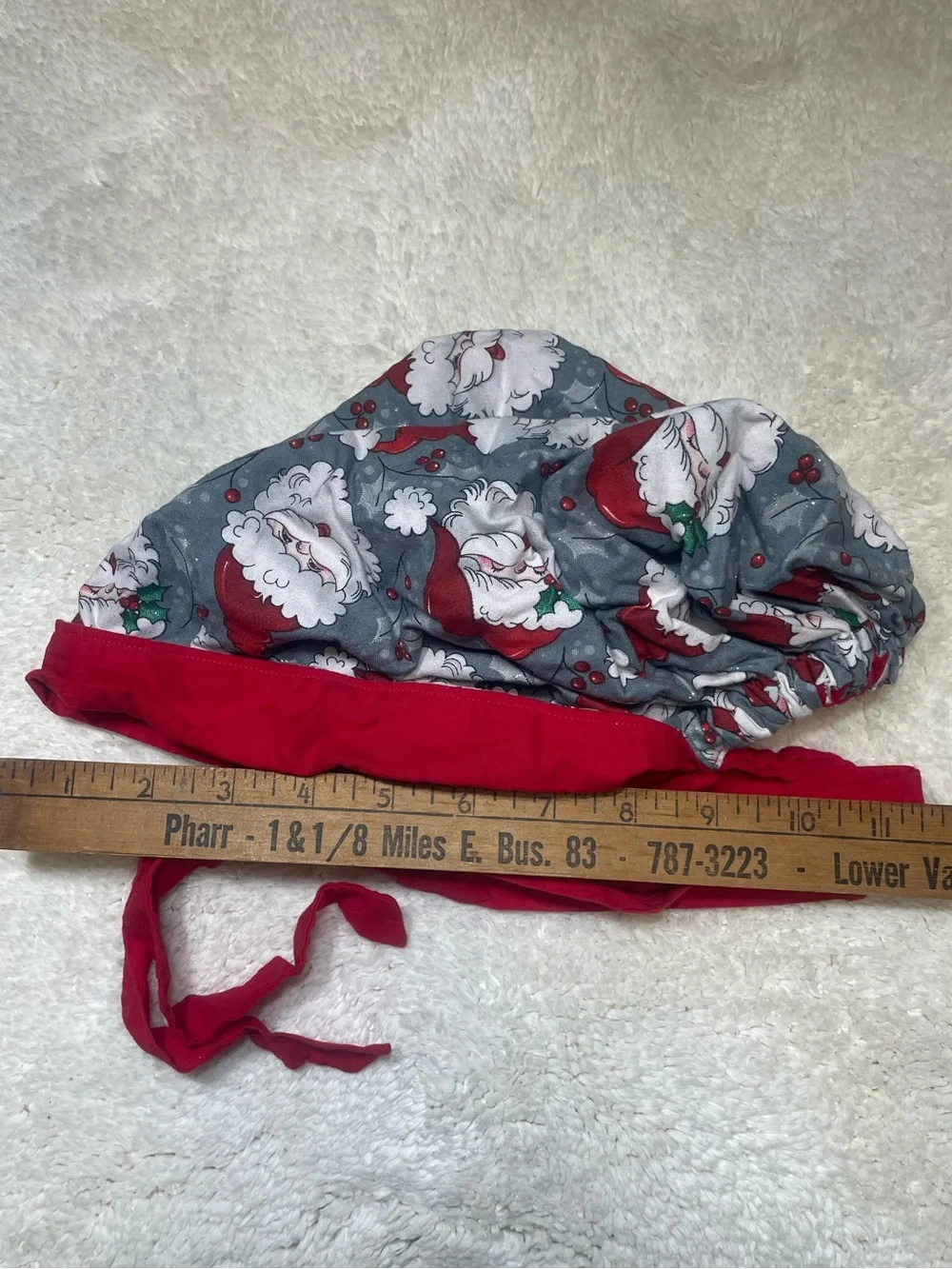 Bonnet Surgical Cap Christmas Jolly Santa Claus | Like New Tie Back Elastic